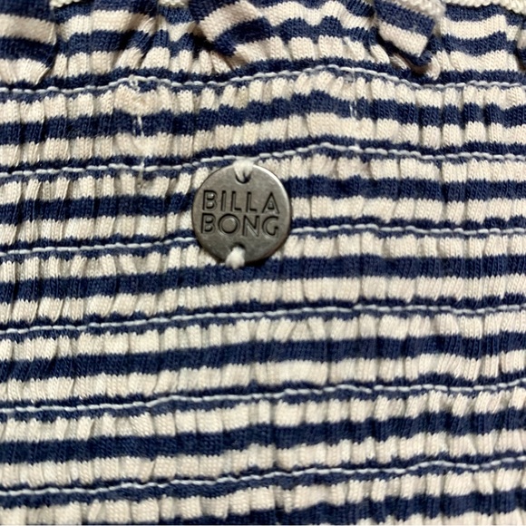 NWOT Billabong Shirred Ruffle Straight Neck Striped Crop Tank - Picture 4 of 4